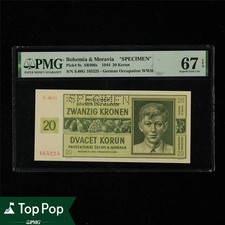 Bohemia & Moravia 20 Korun  SPECIMEN  1944  Pick#9s PMG 67 EPQ UNC Top Pop