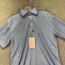 Collars & Co Dress Collar Polo Shirt Mens Small Blue Houndstooth Performance