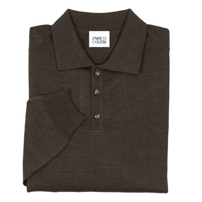 Herren Strick Poloshirt Merinowollmischung ENRICO COVERI Made in Italy