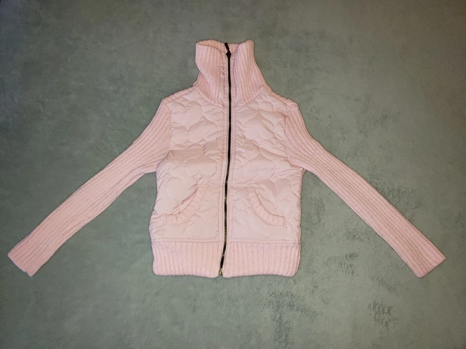 Jaqueta gola simulada verde para meninas 7/8 coração acolchoado algodão acrílico poli - Imagem 2 de 4