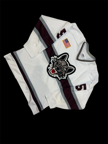 Vintage weißes Chicago Wolves IHL Hockey Trikot Größe Xl
