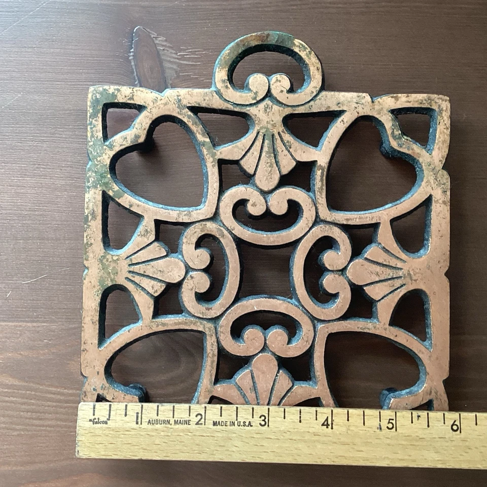 PAMPERED CHEF ROUND-UP FROM THE HEART COPPER PLATED SQUARE SHAPED TRIVET 2008 - Image 3 of 4