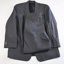 DKNY 38R 33x32 Gray Striped 100 Wool Mens Jacket Pants Suit