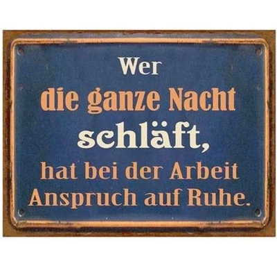 Blechschild - Ruhe bei der Arbeit! - Wandschild blau 35 x 26 cm - Bild 1 von 4