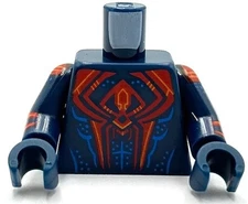 Lego NewMinifig Dark Blue Torso Large Red Spider Orange Trim Blue Muscle Part