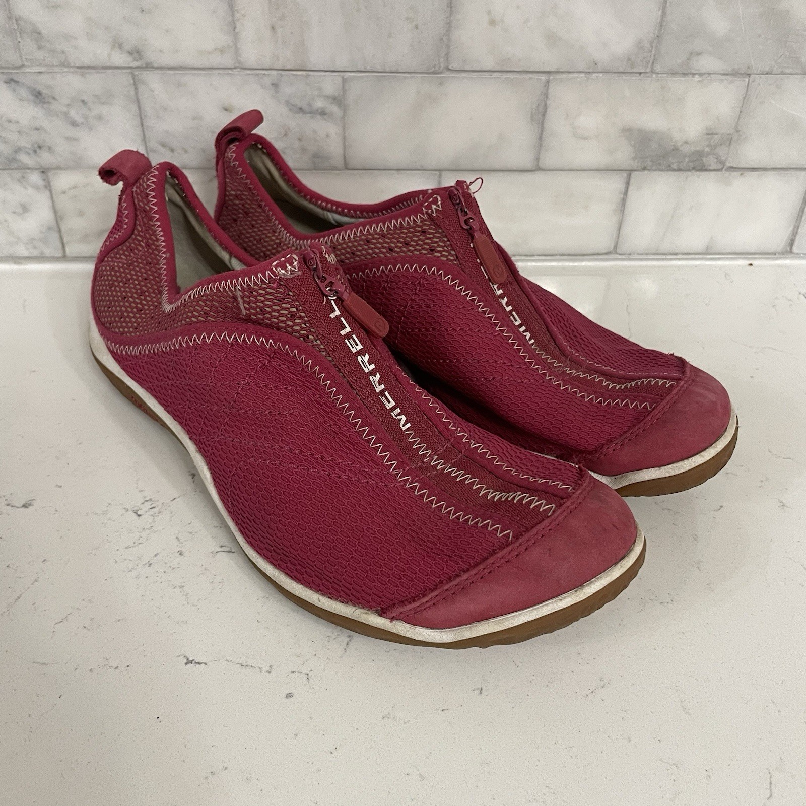 Scarpe Merrell donna 9 Lorelei zip rosa sneakers basse prestazioni escursionismo