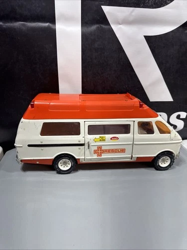 Vintage TONKA Pressed Steel Ambulance Rescue Vehicle Van Truck 1970s