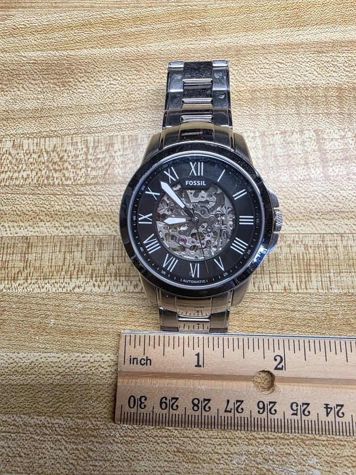 Fossil Grant Stainless Steel Black Skeleton dial Automatic Men Watch ME3103 - Image 4 of 4