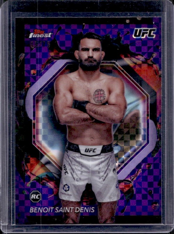 2024 Finest UFC Benoit Saint Denis RC Purple Checkerboard Refractor Rare #/75