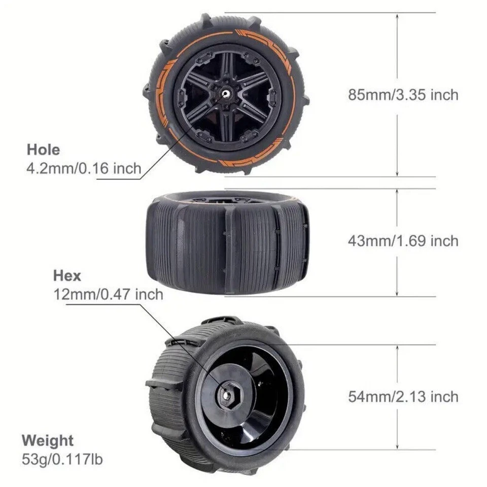 RC 1/14 Snow Sand Paddles Tires Wheels for 1/16 Traxxas E-Revo Hyper Wltoys Tyre - Image 3 of 4