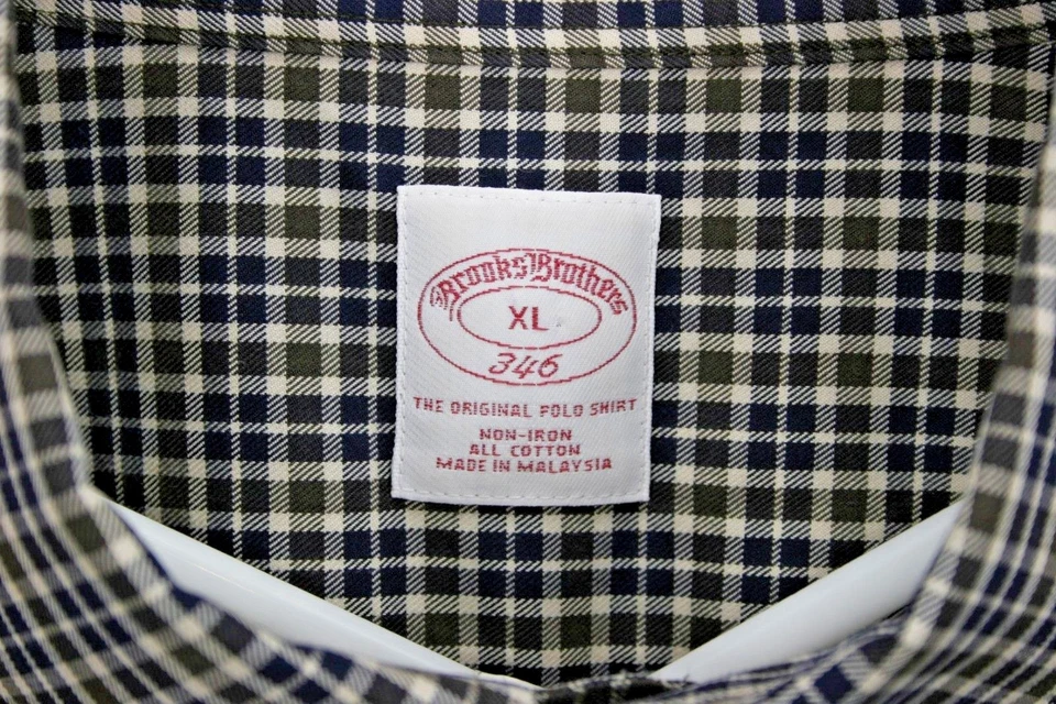 Brooks Brothers 346 Mens Shirt Size XL L/S Button Brown/Blue/White Checks Cotton - Image 4 of 4