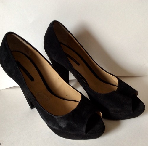Tony Bianco Black Suede High Heel Shoes Sz 9,Open Toe - Picture 3 of 7