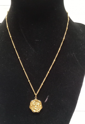 VTG Signed JY 18KGP Blossom Flower Pendant Necklace 10