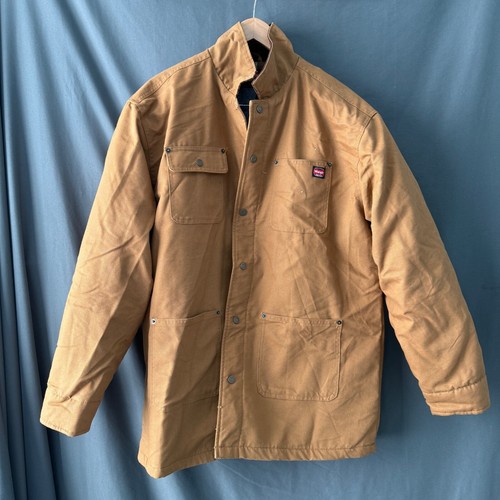 Wrangler Chore Jacket Mens XL Brown Barn Coat Corduroy Collar Blanket Lined GUC