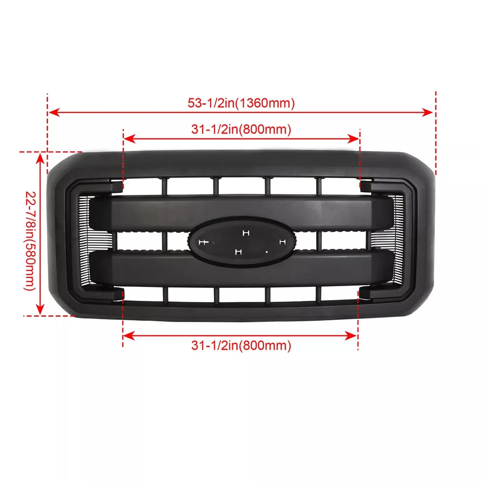 Front Radiator Grill For 2011-2016 F250 F350 F450 F550 Super Duty Matte Black - Image 2 of 4