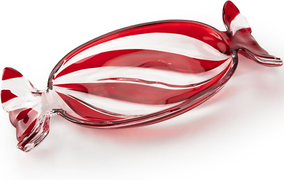SHOWLOUE Christmas Platter Dish, Glass Candy Platter Serving Dessert Plates Chri