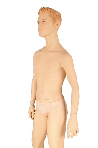 Men's UNLINED Beige Flesh Tone Nylon Elastane Spandex Low Cut Swim Brief - Picture 3 of 10