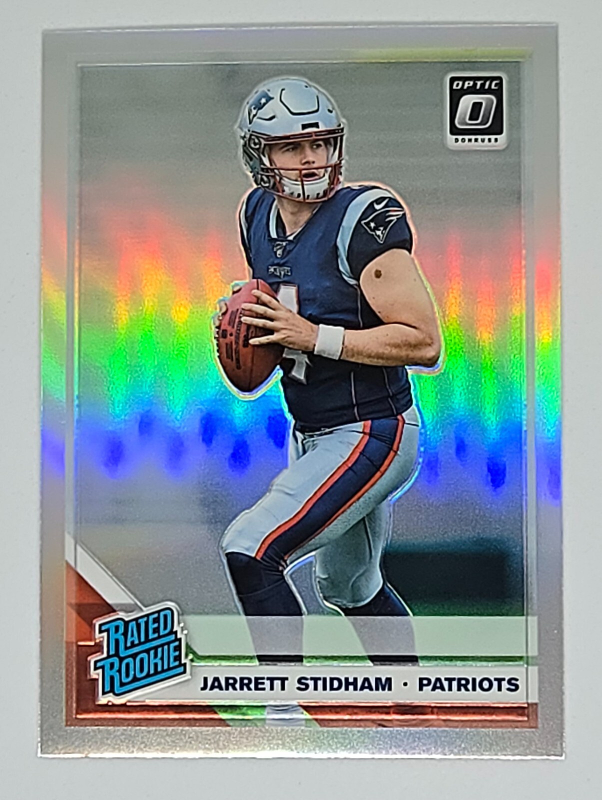 2019 Optic Jarrett Stidham Patriots Rated Rookie Holo Prizm