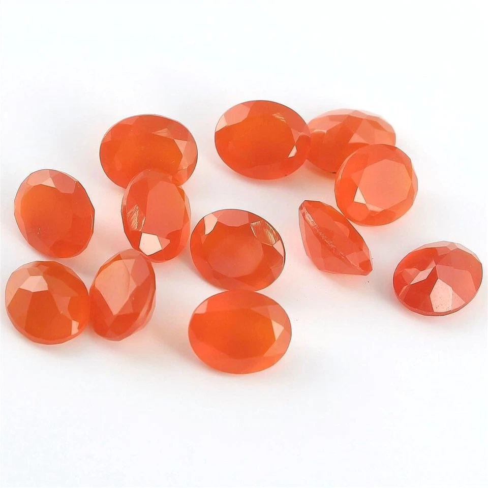 Wholesale Lot 12x10mm Oval Faceted Natural Carnelian Loose Calibrated Gemstone - Image 4 of 4
