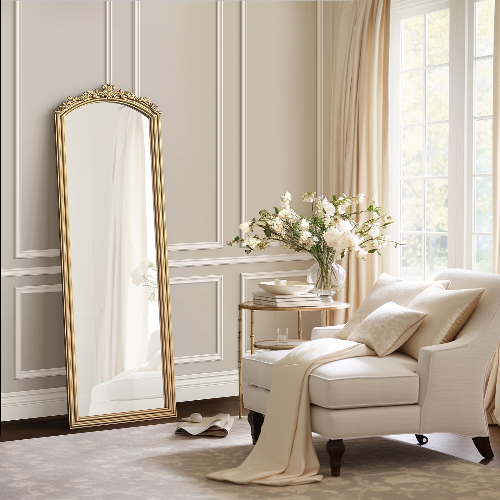 22" x 64" Vintage Gold Full Length Mirror - Antique Floor Mirror with Ornate ... | eBay