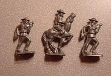 Lot of 3 Cast Lead Flat Toy Soldiers Unpainted 1 On Horse