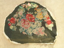 Antique 19c Needlepoint Wool Panel Floral Flowers  Motif 22x25" As Shown