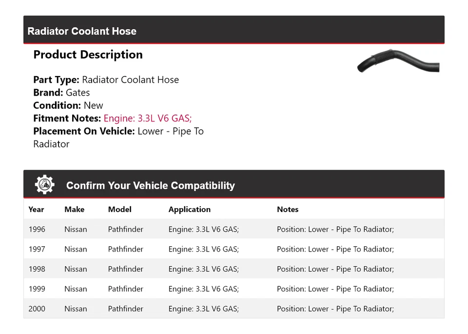 Puertas de manguera de refrigerante de radiador para Nissan Pathfinder 1996-2000 1997 1998 1999 Foto 2 de 4