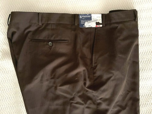 Stafford Essentials Wrinkle Resistant Brown Trouser Size: 50"W x Unhem 42" - Picture 2 of 10