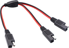 30Cm SAE Y Splitter Adapter Cable - 1 to 2 DC Power Automotive Extension Cable w