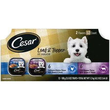  Loaf And Topper In Sauce Wet Dog Food Variety Pack, 3.5 Oz Trays (12 Pack)