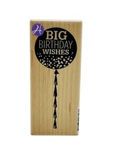 Big Birthday Wishes Rubber Stamp Wood Block Mounted PS0993 Hampton Art Brand