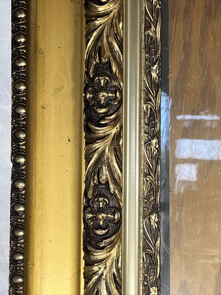 MARCO DE FOTOS GRANDE ANTIGUO DE MADERA ANHELADO ORO 33x29 20x16 ART DECO DE COLECCIÓN Foto 3 de 4