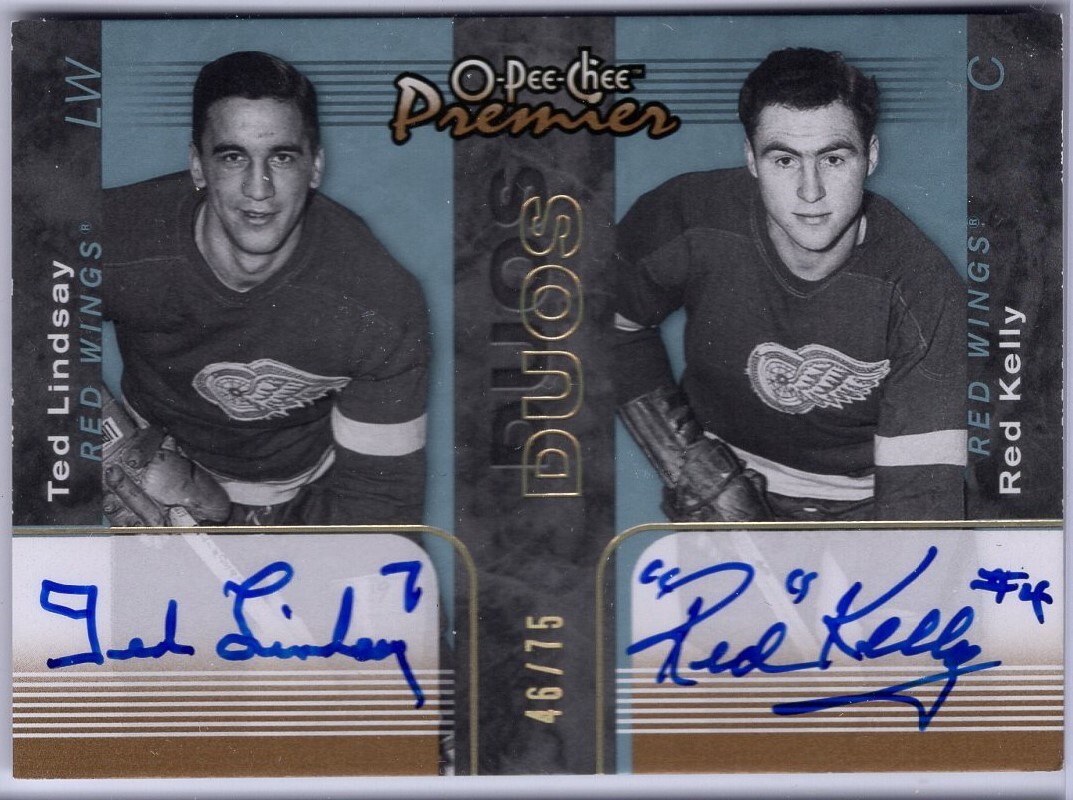 2007-08 OPC Premier Autographs Duos #PP2LK Ted Lindsay/Red Kelly 46/75 *S171