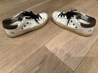 小物 GOLDEN GOOSE / WASHED LEATHER STUDS 80 Super-Star Sabots with white leather star and shearling lining