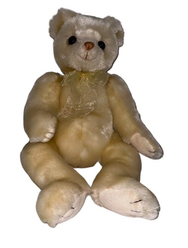 VTG Y2K 1999 TY Classic YesterBear Cream Teddy Bear Plush Beanie 16”