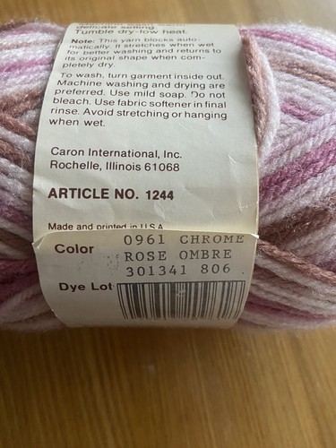 CARON WINTUK 4 — HAND KNITTING YARN -- ROSE OMBRE -- 4 PLY/ 3 OZ. -- 1 SKEIN - Picture 3 of 3