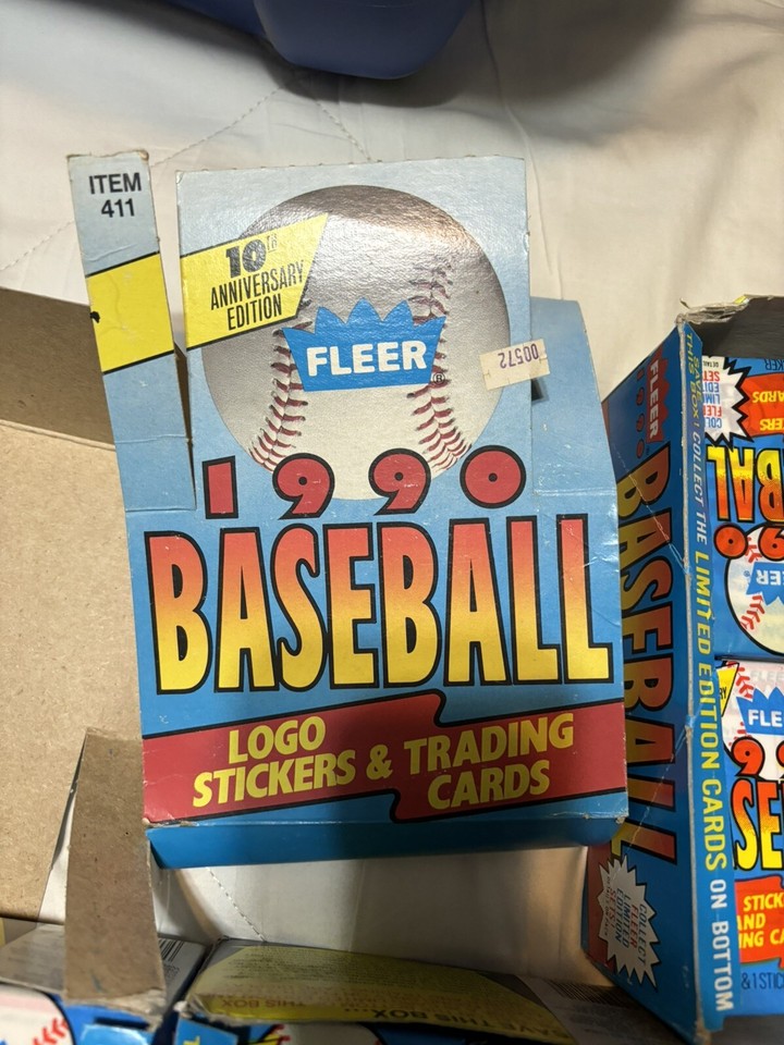 1990 Fleer Baseball Cards Wax Pack Box w/ Unopened Packs, 11+ Boxes eBay