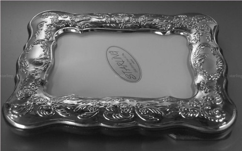 Photo Frame Victorian With Engrav. Area - 925 Sterling Wooden Back Mahogany (T2) - Picture 6 of 7