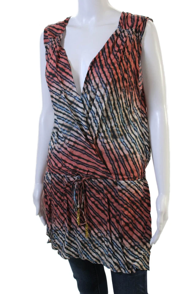 Vix Paula Hermanny Women Tunic Sleeveless V Neck Animal Print Black Size L - Image 2 of 4