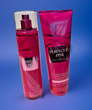 Bath  Body Works Perfect in Pink Body Cream and Fragrance Mist NEW 2 Piece Set 