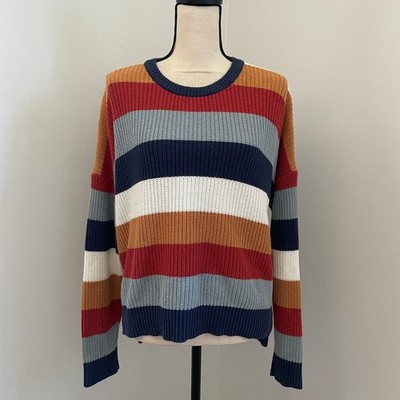 Ee:some Striped Knit Sweater Small Med Cozy Layering Pullover Colorful Retro 90s