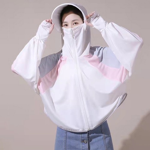 Women Breathable Hooded Jackets with Contrast Color for Sun Protection - Picture 2 of 16
