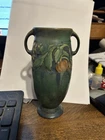 Roseville Art Pottery Vintage Baneda Green 6" Art Deco Handled Vase
