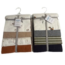 2 sets Carter  s Baby Receiving Blankets 4pk ea Cotton Boys blue  brown Safari