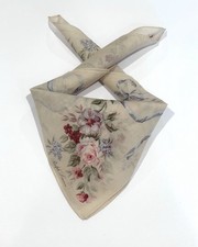 WOMEN HANDKERCHIEF RALPH LAUREN FLORAL Cream Beige COTTON POCKET SQUARE 18  