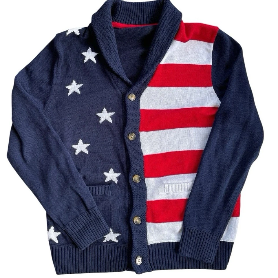 Suéter Cárdigan Bandera Americana Cuello Chal Tejido Azul Marino Club Room M Foto 4 de 4
