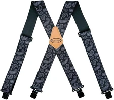 MELOTOUGH Men's Suspenders Fully Elastic 2 inch Wide X back Black Paisley 