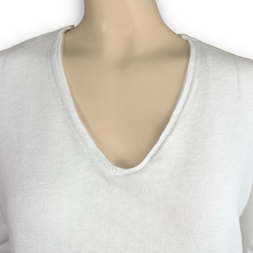 Ann Taylor Layered Linen Blend Tunic Sweater Sz S White Chiffon Hem Balletcore - Picture 3 of 10