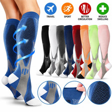 Compression Socks for Women  Men 20-30 mmHg Knee High Medical Stockings S/M-XXL
