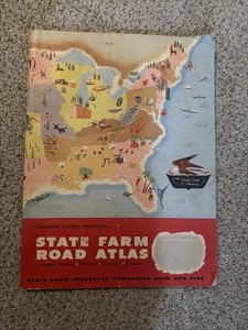 VTG Original 1967 State Farm Road Atlas Map U.S. Mexico Canada 118p Full Size